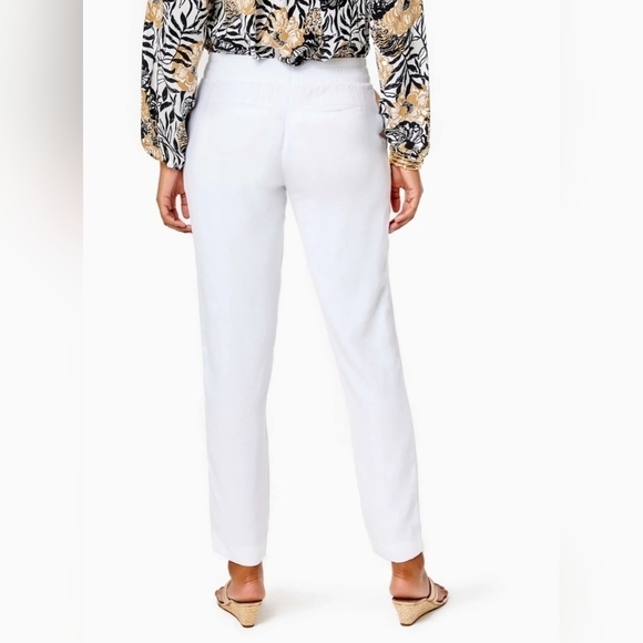 Lilly Pulitzer Women's XS Alaura Pant Coconut Mid Rise Twill Pull-on Pockets - Picture 2 of 11